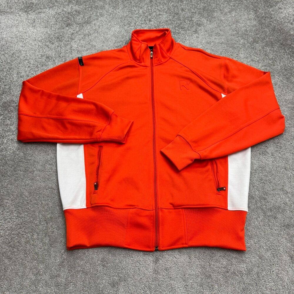 Rocawear Orange White Contrast Full Zip Streetwear Track Jacket Mens Medium Y2K